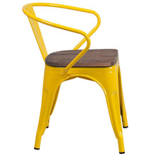 Load image into Gallery viewer, Yellow Metal Chair with Wood Seat and Arms