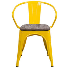 Load image into Gallery viewer, Yellow Metal Chair with Wood Seat and Arms