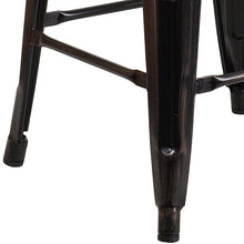 Load image into Gallery viewer, 24" High Backless Black-Antique Gold Metal Counter Height Stool with Wood Seat