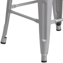 Load image into Gallery viewer, 24" High Backless Silver Metal Counter Height Stool with Square Wood Seat