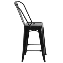 Load image into Gallery viewer, 24" High Black Metal Indoor-Outdoor Counter Height Stool with Removable Back