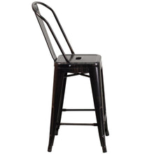 Load image into Gallery viewer, 24" High Black-Antique Gold Metal Indoor-Counter Height Stool
