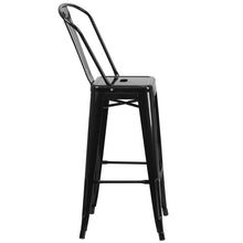 Load image into Gallery viewer, 30" High Black Metal Indoor-Outdoor Barstool with Removable Back