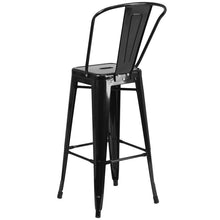 Load image into Gallery viewer, 30" High Black Metal Indoor-Outdoor Barstool with Removable Back
