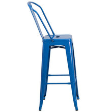 Load image into Gallery viewer, 30" High Blue Metal Indoor-Outdoor Barstool with Removable Back