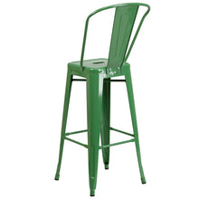 Load image into Gallery viewer, 30" High Green Metal Indoor-Outdoor Barstool with Removable Back