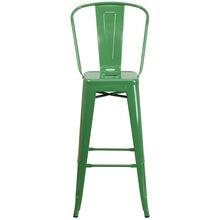 Load image into Gallery viewer, 30" High Green Metal Indoor-Outdoor Barstool with Removable Back