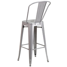 Load image into Gallery viewer, 30" High Silver Metal Indoor-Outdoor Barstool with Removable Back