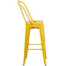 Load image into Gallery viewer, 30" High Yellow Metal Indoor-Outdoor Barstool with Removable Back
