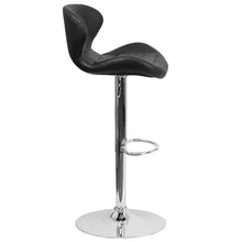 Load image into Gallery viewer, Black Vinyl Adjustable Height Barstool with Curved Back and Chrome Base