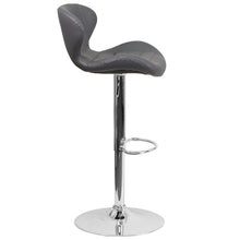 Load image into Gallery viewer, Gray Vinyl Adjustable Height Barstool with Curved Back and Chrome Base