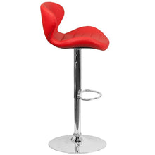 Load image into Gallery viewer, Red Vinyl Adjustable Height Barstool with Curved Back and Chrome Base