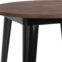 Load image into Gallery viewer, 30" Round Black Metal Indoor Bar Height Table with Walnut Rustic Wood Top