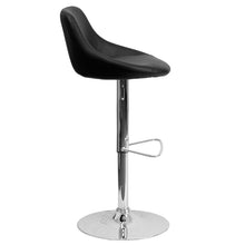 Load image into Gallery viewer, Contemporary Black Vinyl Bucket Seat Adjustable Height Barstool with Chrome Base