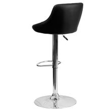Load image into Gallery viewer, Black Vinyl Bucket Seat Barstool with Diamond Pattern Back and Chrome Base