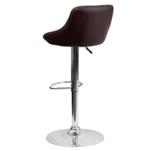 Load image into Gallery viewer, Brown Vinyl Bucket Seat Barstool with Diamond Pattern Back and Chrome Base