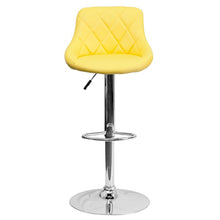 Load image into Gallery viewer, Yellow Vinyl Bucket Seat Barstool with Diamond Pattern Back and Chrome Base