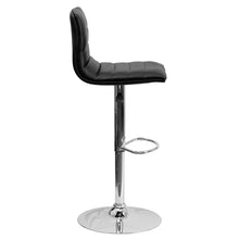 Load image into Gallery viewer, Black Vinyl Adjustable Bar Stool, Swivel Stool with Chrome Pedestal Base
