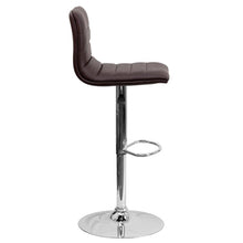 Load image into Gallery viewer, Brown Vinyl Adjustable Bar Stool, Swivel Stool with Chrome Pedestal Base