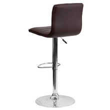 Load image into Gallery viewer, Brown Vinyl Adjustable Bar Stool, Swivel Stool with Chrome Pedestal Base