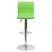 Load image into Gallery viewer, Green Vinyl Adjustable Bar Stool, Swivel Stool with Chrome Pedestal Base