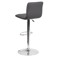 Load image into Gallery viewer, Gray Vinyl Adjustable Bar Stool, Swivel Stool with Chrome Pedestal Base