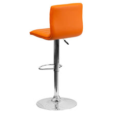 Load image into Gallery viewer, Orange Vinyl Adjustable Bar Stool, Swivel Stool with Chrome Pedestal Base