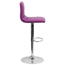 Load image into Gallery viewer, Purple Vinyl Adjustable Bar Stool, Swivel Stool with Chrome Pedestal Base