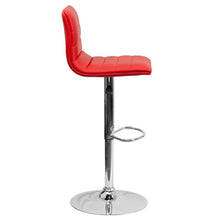 Load image into Gallery viewer, Red Vinyl Adjustable Bar Stool, Swivel Stool with Chrome Pedestal Base