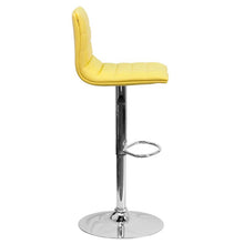 Load image into Gallery viewer, Yellow Vinyl Adjustable Bar Stool, Swivel Stool with Chrome Pedestal Base