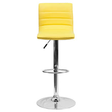 Load image into Gallery viewer, Yellow Vinyl Adjustable Bar Stool, Swivel Stool with Chrome Pedestal Base