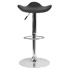 Load image into Gallery viewer, Black Vinyl Adjustable Height Barstool with Wavy Seat and Chrome Base