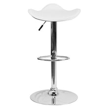 Load image into Gallery viewer, White Vinyl Adjustable Height Barstool with Wavy Seat and Chrome Base