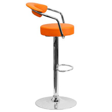 Load image into Gallery viewer, Contemporary Orange Vinyl Adjustable Height Barstool with Arms and Chrome Base