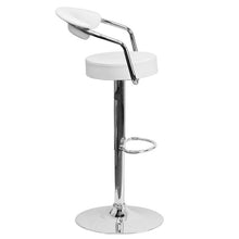 Load image into Gallery viewer, Contemporary White Vinyl Adjustable Height Barstool with Arms and Chrome Base