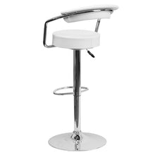 Load image into Gallery viewer, Contemporary White Vinyl Adjustable Height Barstool with Arms and Chrome Base