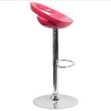 Load image into Gallery viewer, Pink Plastic Adjustable Height Barstool with Rounded Cutout Back and Chrome Base