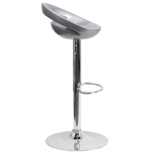 Load image into Gallery viewer, Silver Plastic Barstool with Rounded Cutout Back and Chrome Base