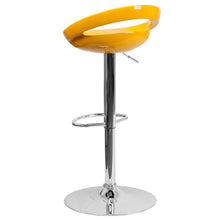 Load image into Gallery viewer, Yellow Plastic Barstool with Rounded Cutout Back and Chrome Base