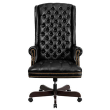 Load image into Gallery viewer, High Back Traditional Fully Tufted Black Executive Swivel Office Chair with Arms