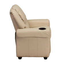 Load image into Gallery viewer, Contemporary Beige Vinyl Kids Recliner with Cup Holder and Headrest