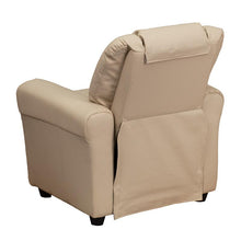 Load image into Gallery viewer, Contemporary Beige Vinyl Kids Recliner with Cup Holder and Headrest