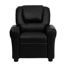 Load image into Gallery viewer, Contemporary Black LeatherSoft Kids Recliner with Cup Holder and Headrest