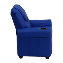 Load image into Gallery viewer, Contemporary Blue Vinyl Kids Recliner with Cup Holder and Headrest