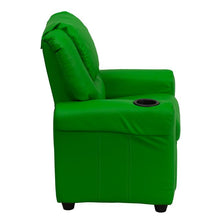 Load image into Gallery viewer, Contemporary Green Vinyl Kids Recliner with Cup Holder and Headrest