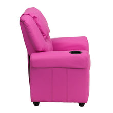 Load image into Gallery viewer, Contemporary Hot Pink Vinyl Kids Recliner with Cup Holder and Headrest
