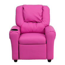Load image into Gallery viewer, Contemporary Hot Pink Vinyl Kids Recliner with Cup Holder and Headrest