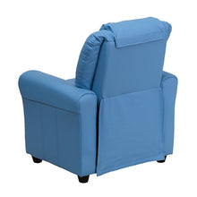 Load image into Gallery viewer, Contemporary Light Blue Vinyl Kids Recliner with Cup Holder and Headrest