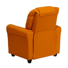 Load image into Gallery viewer, Contemporary Orange Vinyl Kids Recliner with Cup Holder and Headrest