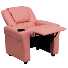 Load image into Gallery viewer, Contemporary Pink Vinyl Kids Recliner with Cup Holder and Headrest